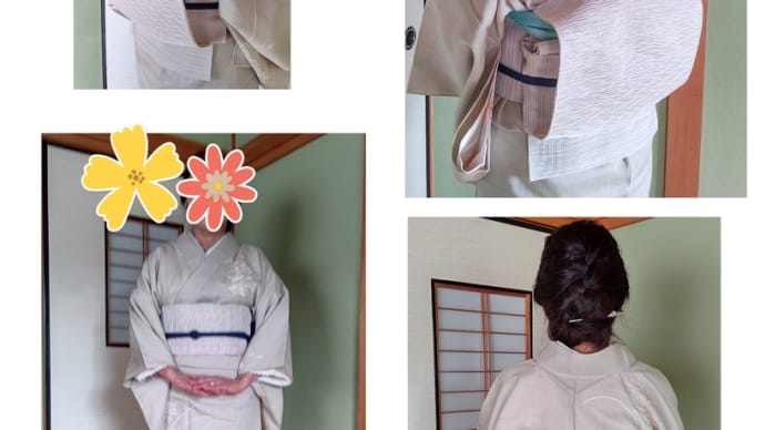 ちぢみの訪問着の自装の練習