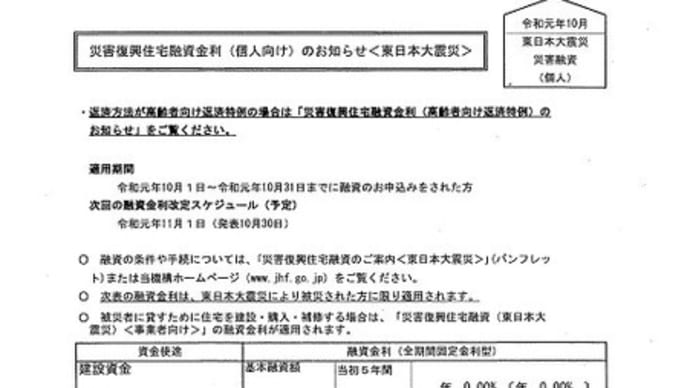 災害復興住宅融資の変更