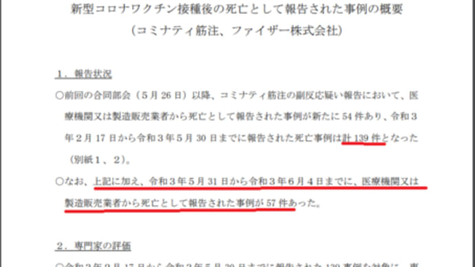 まずいよ。国民投票法改正案、 参院憲法審査会が賛成多数で可決。明日、成立へ/接種後死亡例196件に