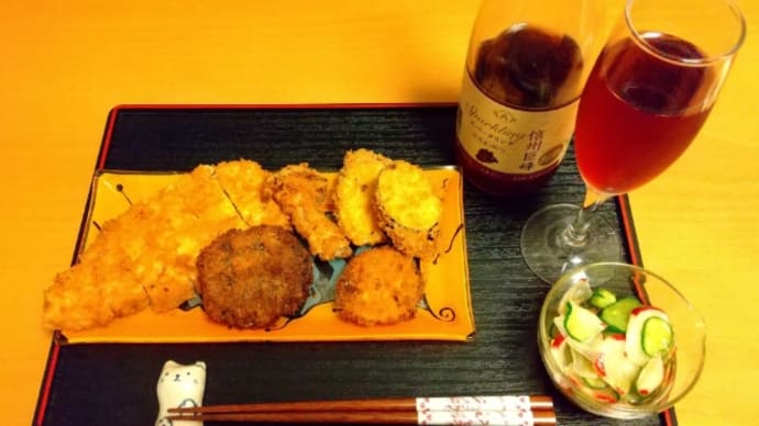 夕食と信州巨峰スパークリング