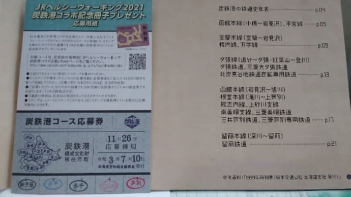 2021JR北海道ヘルシーウォーキングでコラボしているイベント、炭鉄港に応募したら当選した😄