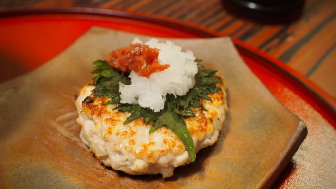 豆腐ハンバーグとたけのこ御飯の夕食