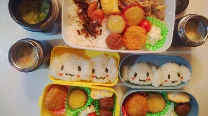 長男、次男、三女お弁当(シナモンお弁当)2/9