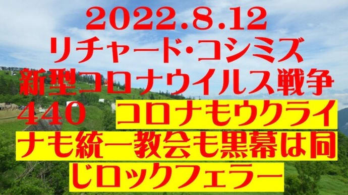 2022.8.12リチャード・コシミズ新型コロナウイルス戦争440 動画を公開します。