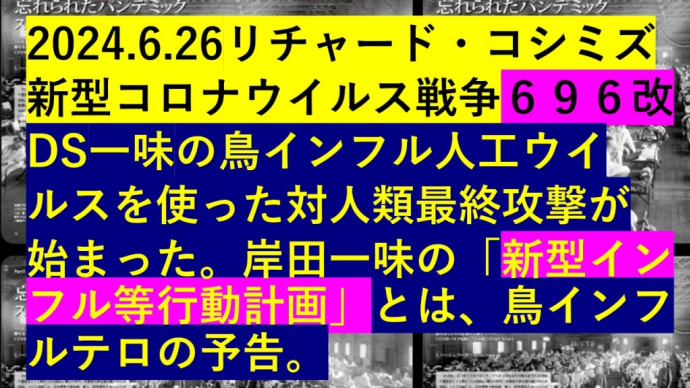 2024.6.26リチャード・コシミズ 新型コロナウイルス戦争696改 動画を公開します。