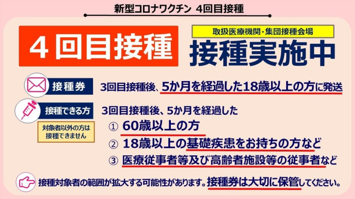 8月19日4回目のワクチン接種。