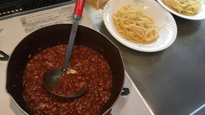 自家製ミートソース(^.^)昼ごはん