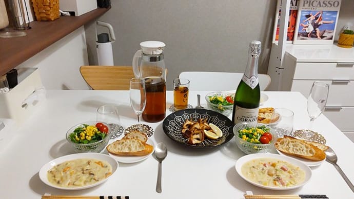 11月18日 具沢山豆乳クラムチャウダー飲酒。