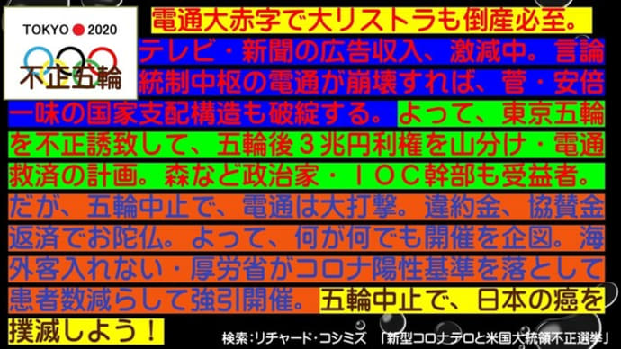 フライヤー:電通救済のための東京不正五輪、中止すべし!