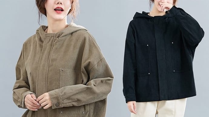 【韓国ファッション】レディース コーデュロイ ジャケット フード付き ショート丈