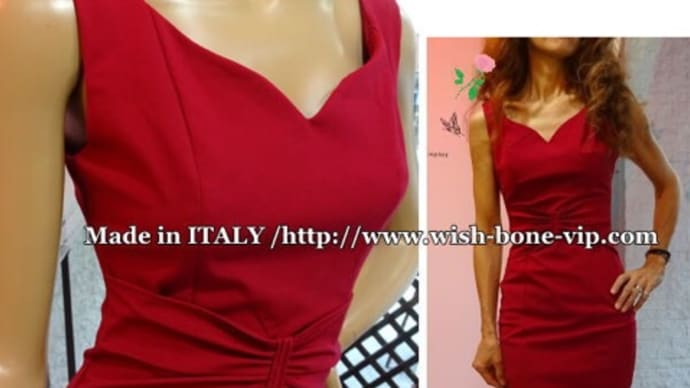 大人の赤いドレスDress in Red☆イタリアインポートドレス、ワンピース Made in Italy 