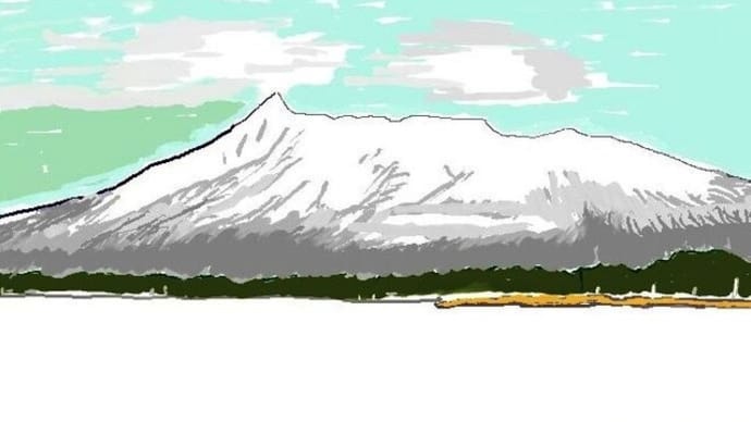 駒ケ岳と大沼(イラスト)