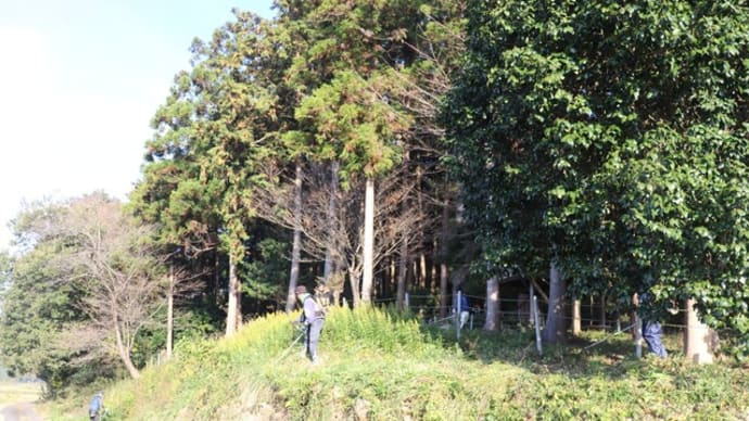 秋空さわやかな日曜の朝 古墳公園の草刈り清掃事業