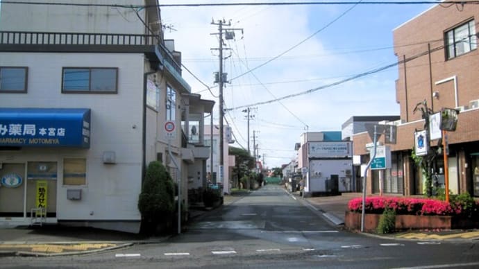 思い出の場所~珠算の試験で通った盛商前の道路