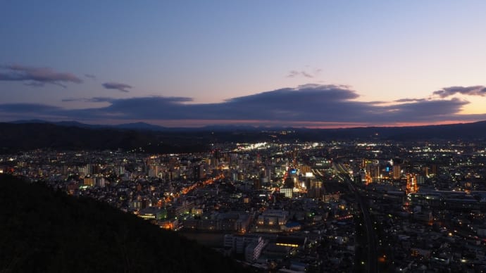 福島市街地の夜景を撮りに信夫山の烏ヶ崎へ（2020.12.6）#2 一寸悔しい【16:59:25】まで