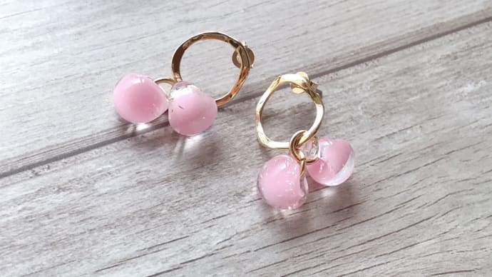 桜色 ハンドメイドピアス