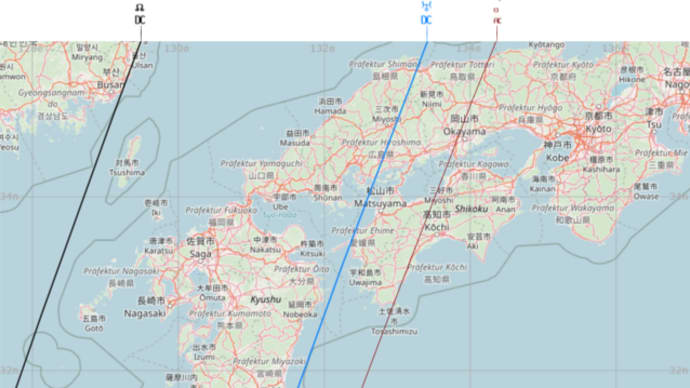 今日0時2分の地震と明日の上弦の地図