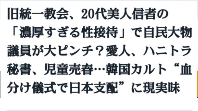 旧統一教会、20代美人信者の【濃厚すぎる性接待】で自民大物議員が大ピンチ?愛人、ハニトラ秘書!児童売春…韓国カルト!血分け儀式で日本支配に現実味!なぜ統一教会と関係した政治家が教団を擁護するのか