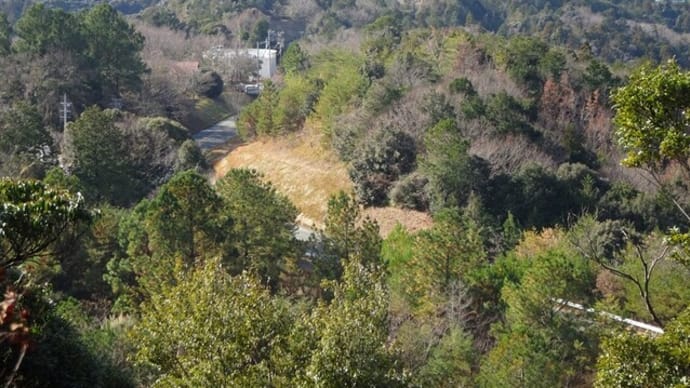 八形山 急な坂を慎重にくだる