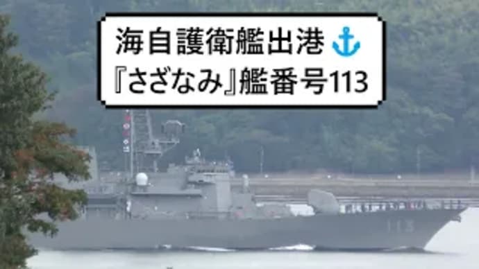 海自護衛艦出港⚓『さざなみ』艦番号113