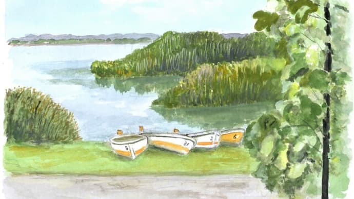 印旛沼小景(水彩画)