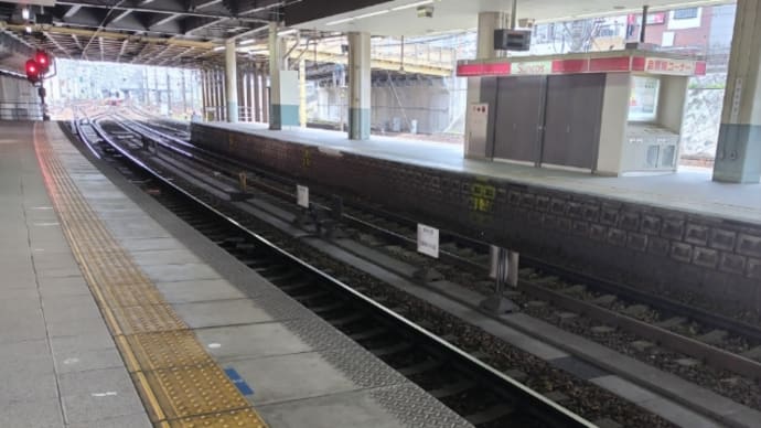 名鉄金山駅のホームドア実証実験現場の予定地。