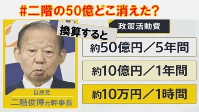 二階の50億どこ消えた?