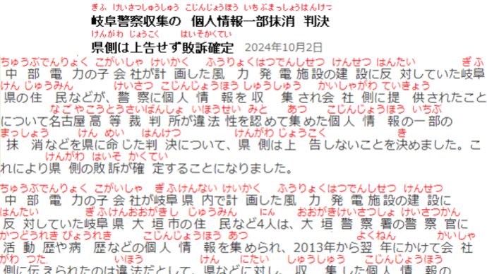 岐阜警察収集の個人情報一部抹消・フリガナ付き(ルビ)記事110
