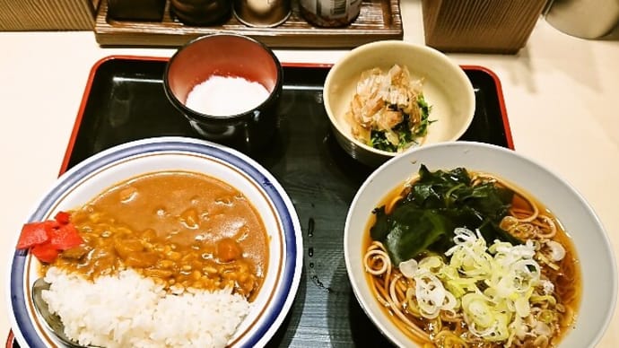 富士そば(浦安店)で朝カレーセット(かけそば)(2019年9月28日)