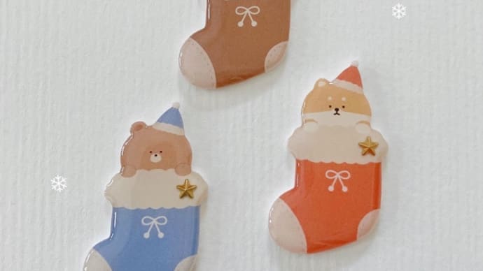 クリスマス靴下ブローチ