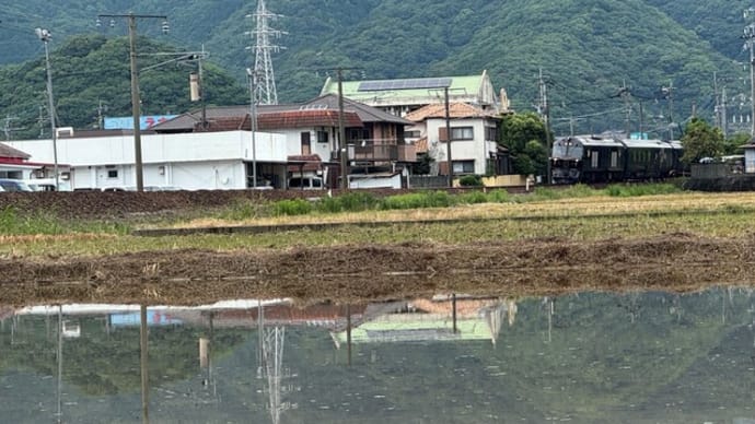 ななつ星 田植えの準備 水鏡