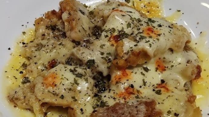 【09/01晩御飯】有田鶏唐揚チーズ乗せ、お総菜をいじってみたんだね:D