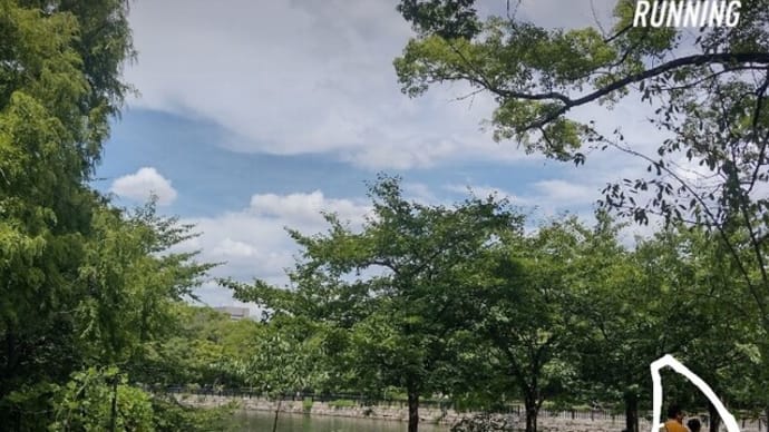 灼熱の大阪城公園で20km伴走です。
