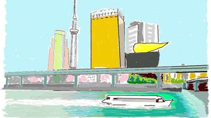 隅田川・淺草付近(イラスト)