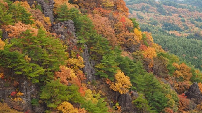 紅葉が見頃になった?...霊山にて(2021.10.31)#3 弁天岩で錦霞渓の紅葉を眺める!