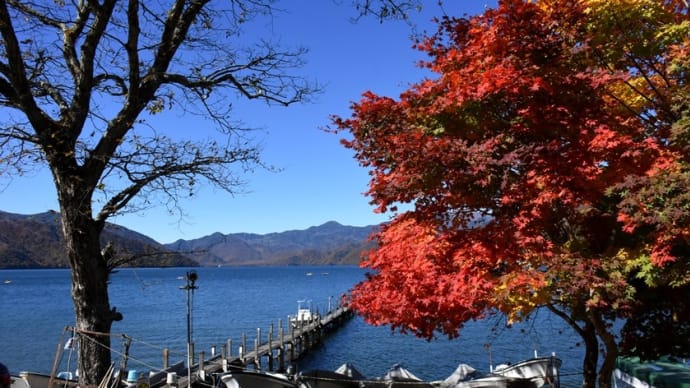 中禅寺湖で紅葉狩り