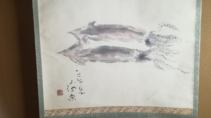 お軸はイカ 花は伊勢撫子 梅花甘茶 ホタルブクロ