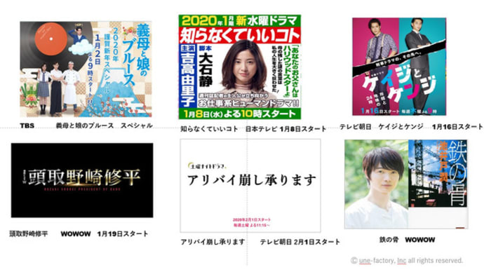2020年1月~3月ドラマ一覧