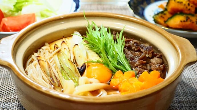 ☆すき焼きうどん&かぼちゃの大学いも風☆