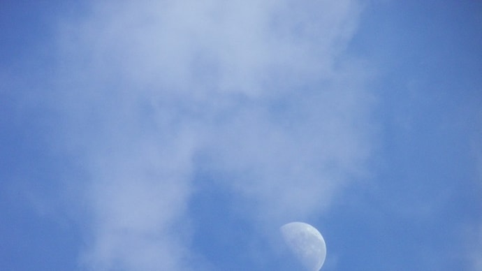 青空に下弦の月♪
