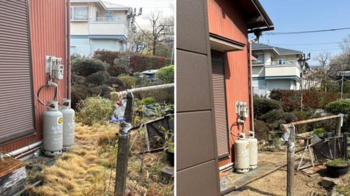 数年間放置状態で伸び放題となっている芝生の芝刈り作業