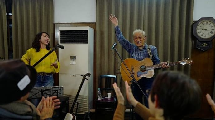 中川五郎さん、岡山でライブ。蛯名宇摩さんとセッションも。