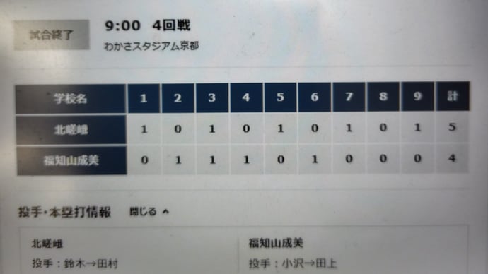 今夏敗退・・・