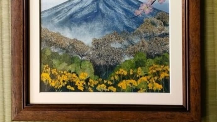 人気の富士山と桜（押し花）