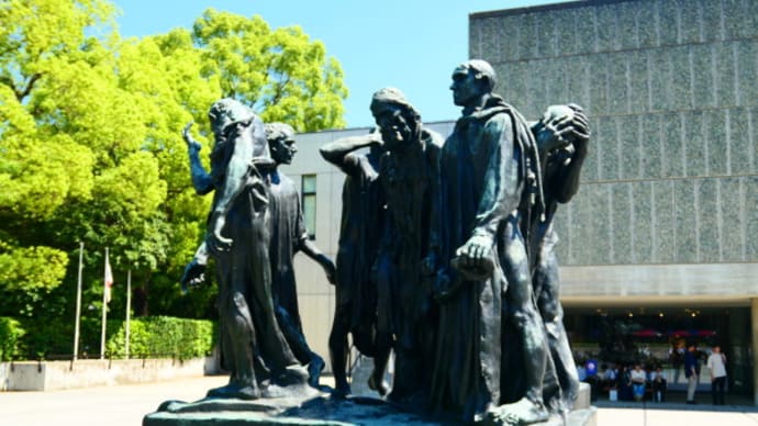 国立西洋美術館の前庭に展示の「カレーの市民」などロダンの彫刻作品　on　2025-6-5