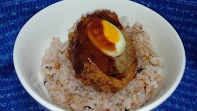 スコッチエッグなお総菜の残りで朝食、今朝もさみぃ~XP