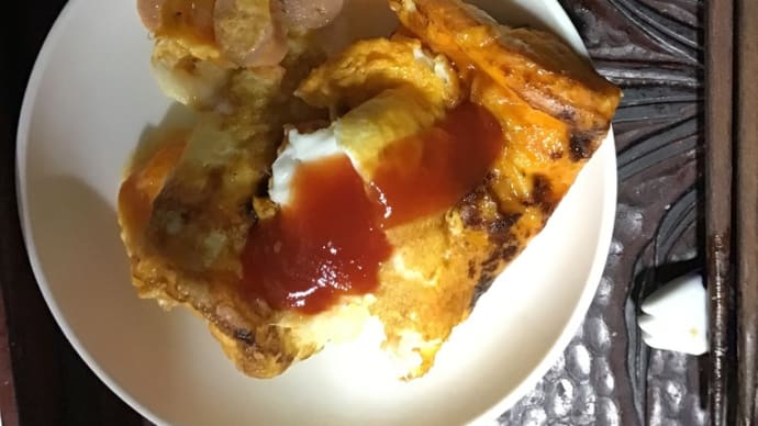 タンパク質不足のため追加 卵焼きウインナーいり