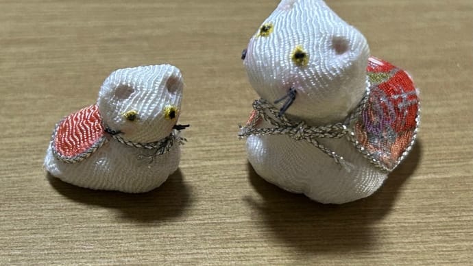 和風の「猫」作品→今回は「紙粘土+ちりめん布」で小さな猫(o^^o)