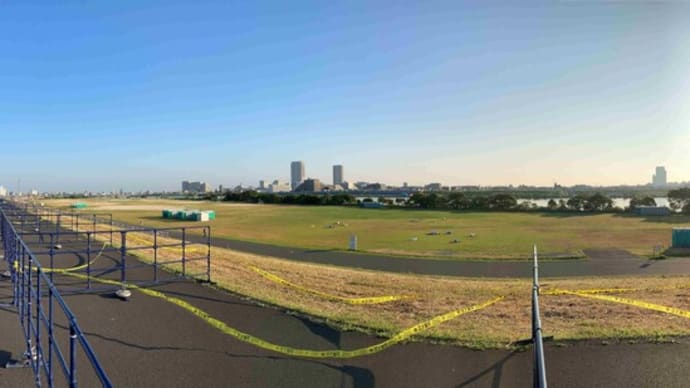 江戸川土手ジョグ、明日は納涼花火大会