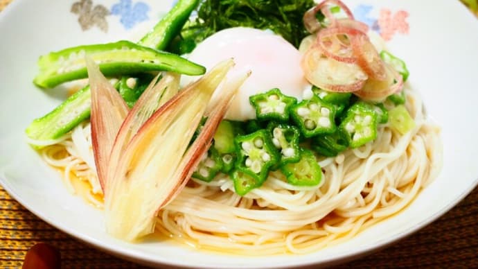 ♪ぶっかけそうめん&厚揚げのカレーマヨ焼き♪